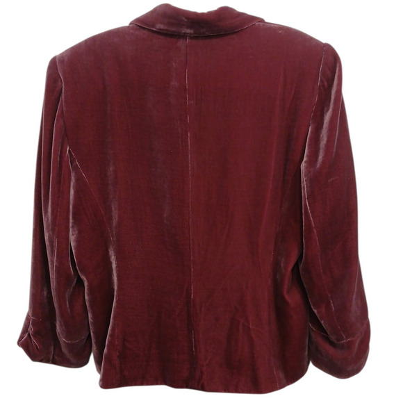 Spencer Jeremy Silk Velvet Blazer Sz M Burgundy Whimsi Holiday Party Elegant Vtg - Picture 6 of 15